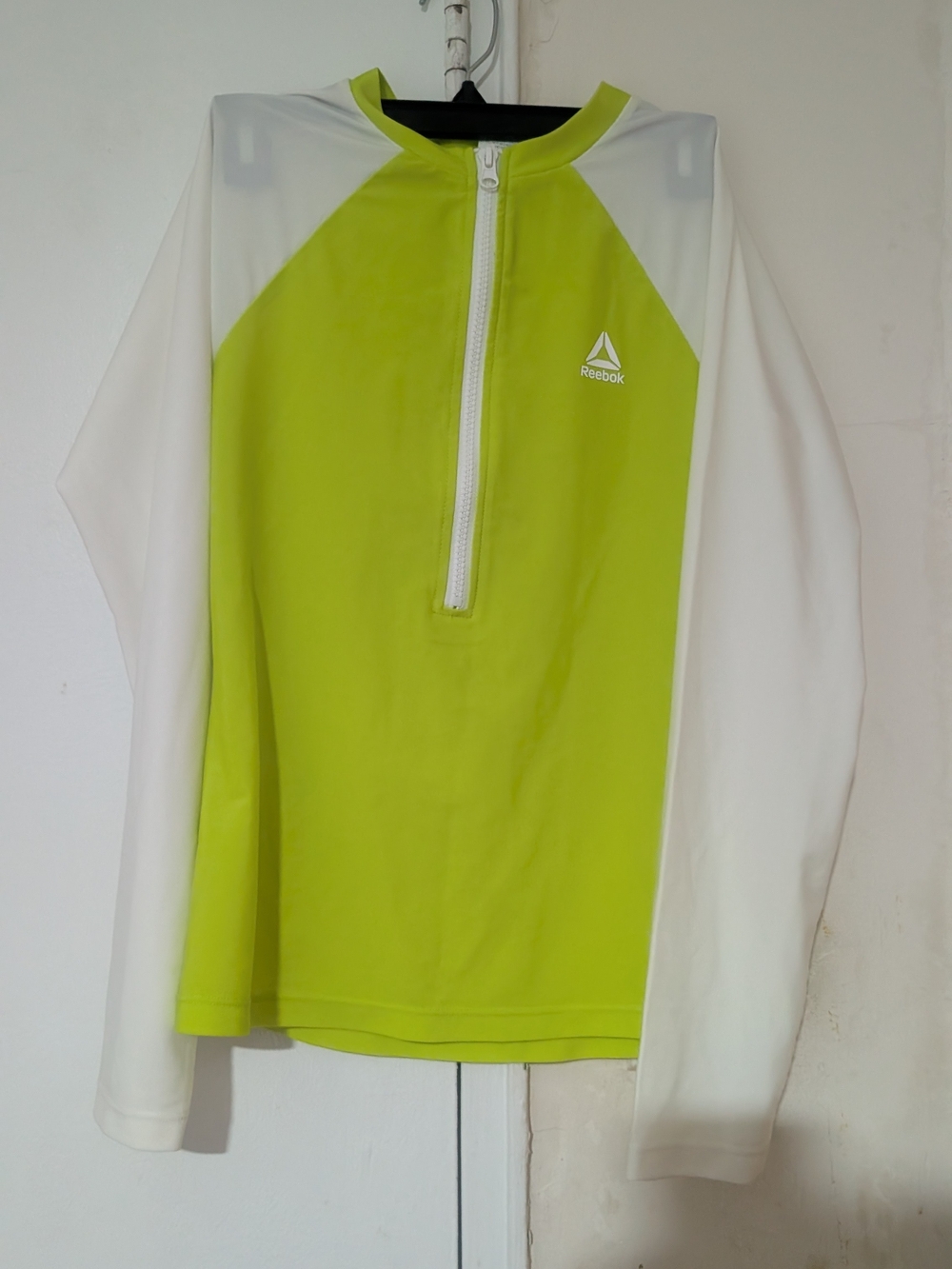 Reebok Lime Green & White Zip Rash Guard